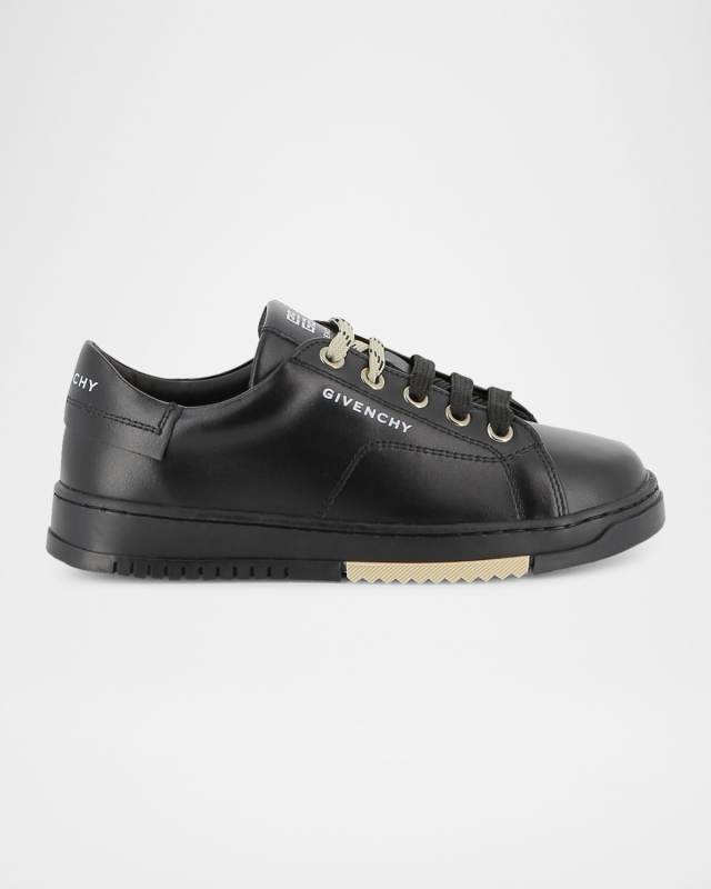 Kid's Low-Top Leather Logo Sneakers, Toddler/Ki